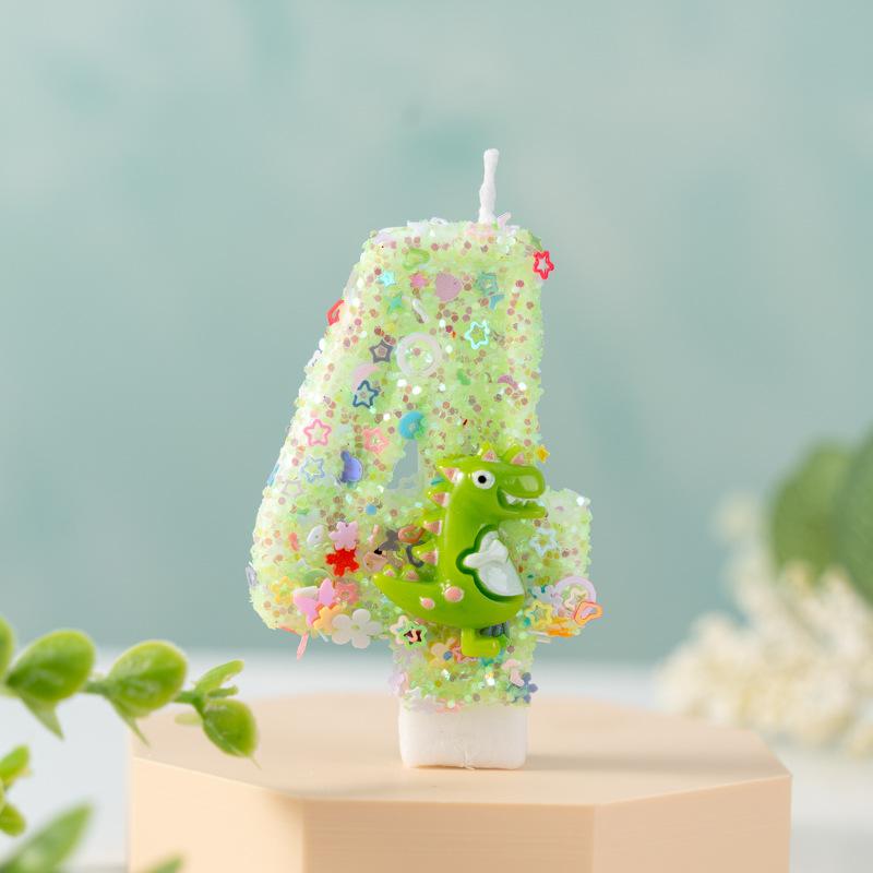 Digital Birthday Candle Cake Party Decoration First Birthday Creative Dinosaur Decoration