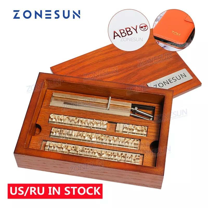 ZONESUN Brass Letter 6mm Hot Foil Stamping Letters Mold Set with Wood Box Time New Roman