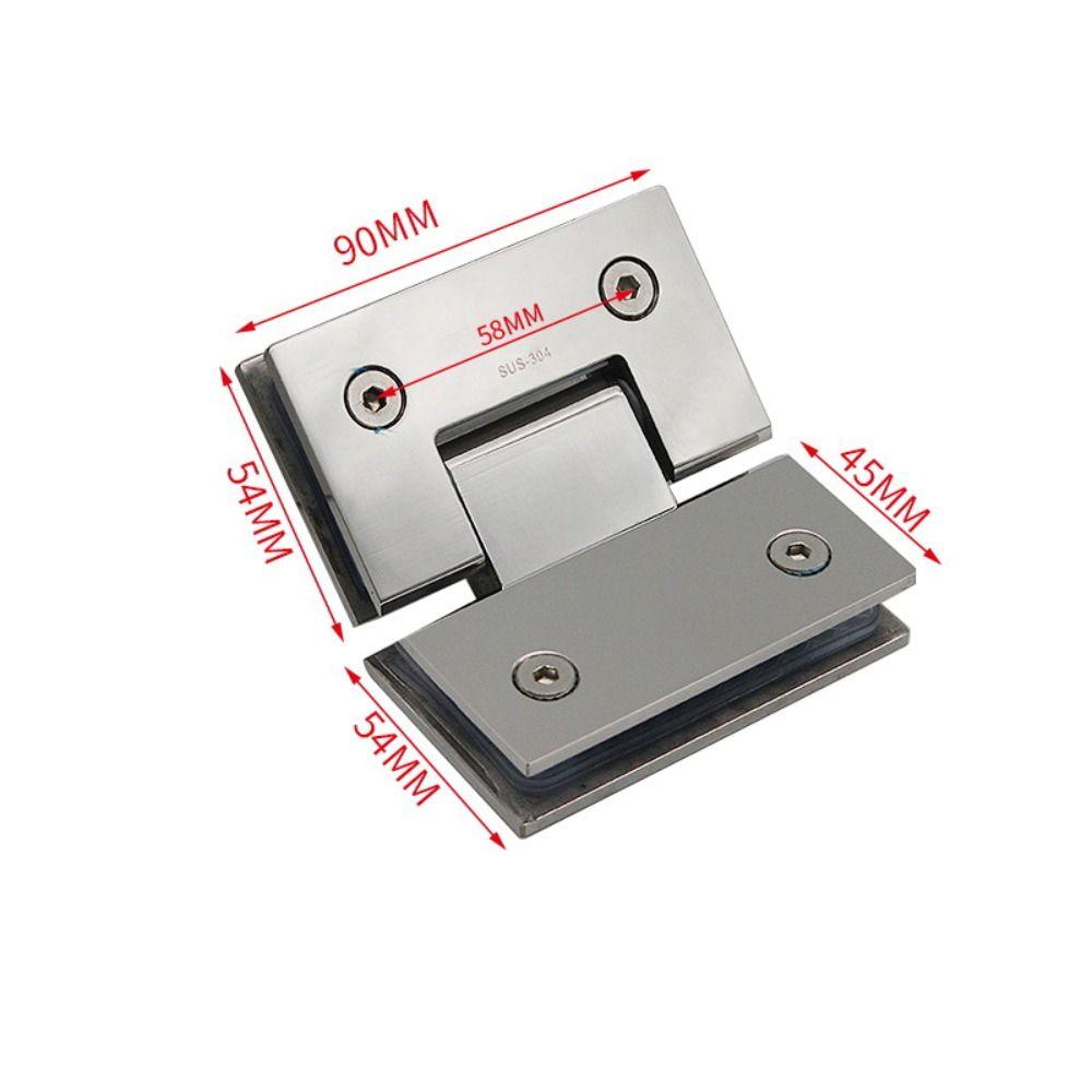 Stainless Steel Glass Door Hinge Silver Flat Fixtures Professional Bathroom Clip  Shower Room
