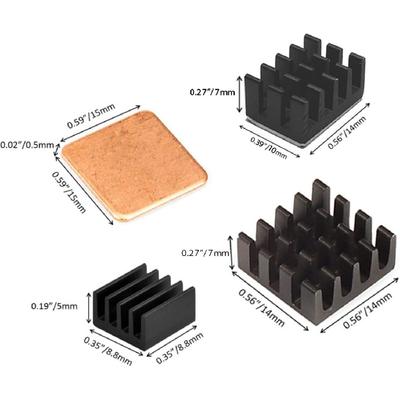 Easycargo Raspberry Pi 4 Heatsink Kit Aluminum + Copper + 3M 8810 Thermal Conductive Adhesive Tape for Cooling Cooler Raspberry Pi 4 B, 3 B+, Pi 3 B,