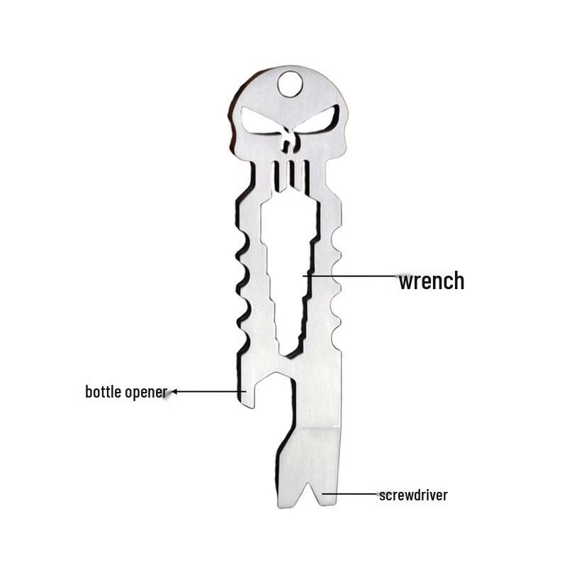 Brangdy Stainless Steel Pocket Multi-tool with Titanium Skull Keychain