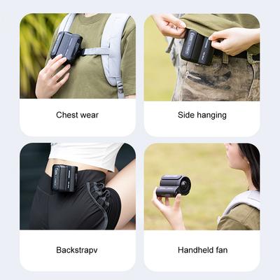 Waist Clip Fan Rechargeable Outdoor Waist Mounted Fan 3 Speeds Cool Clip Fan Powerful for Outdoor Works Traveling Hiking Camping
