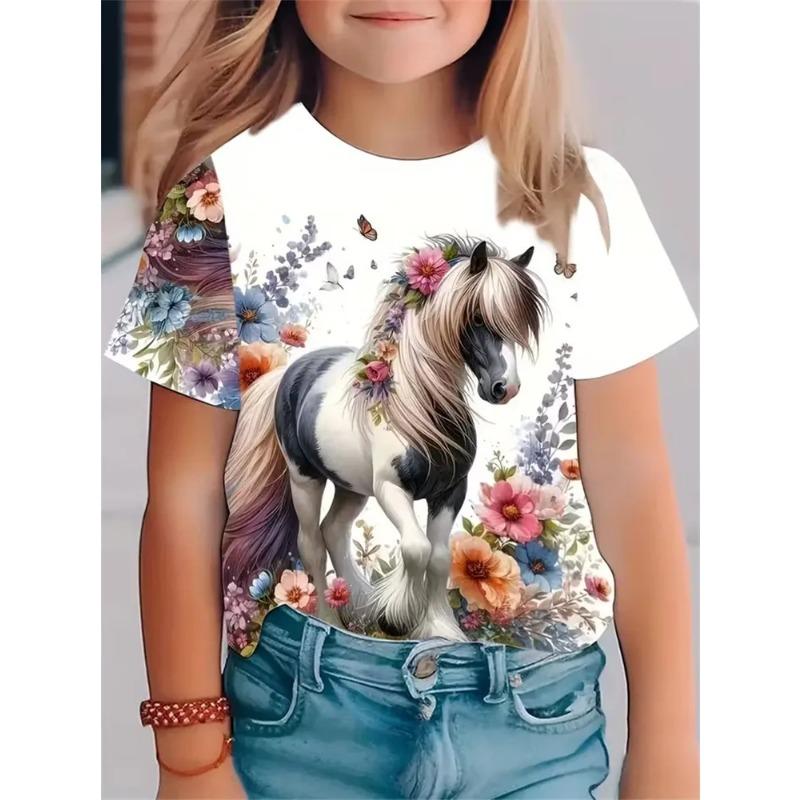 Summer Children's 3D Printed Crew Neck T-shirt Is Fashionable, Versatile, Trendy, Breathable, and Casual