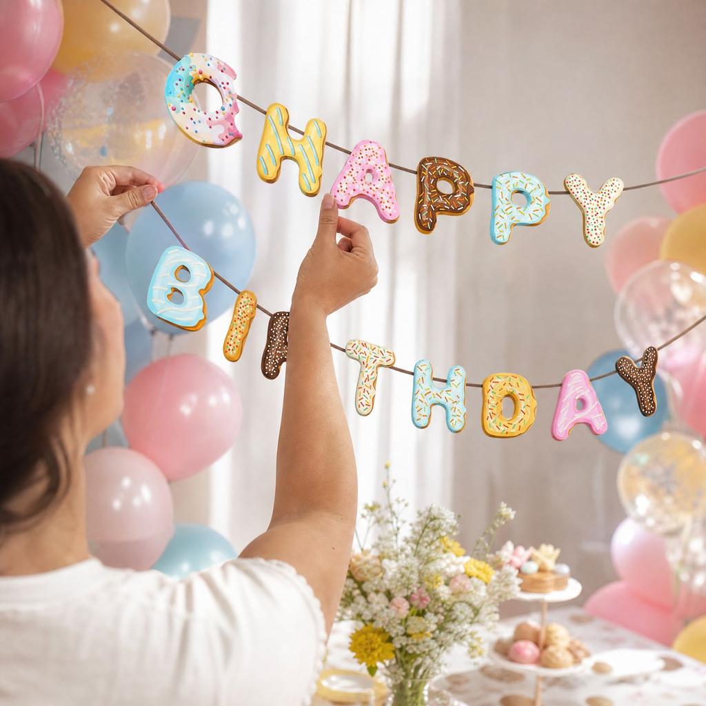 Themed Birthday Party Decoration Bunting Flag for Kids and Adults