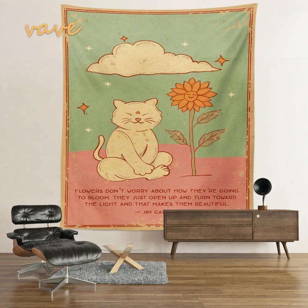 

Vintage Cat Tapestry Inspirational Quotes for Living Room Decor Boho Style Enhance Your Space with Positive Vibes 74x94cm(29x37in)