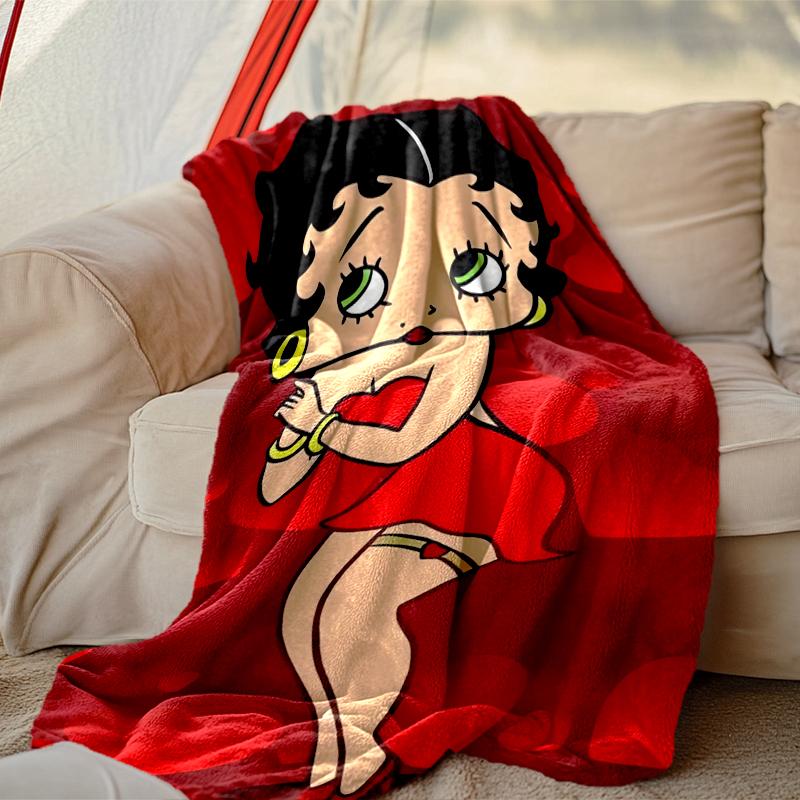 [Betty Boop Blanket] Soft Throw Blanket for Bed Sofa, Holiday Gift Blanket for Women Men Family Friend