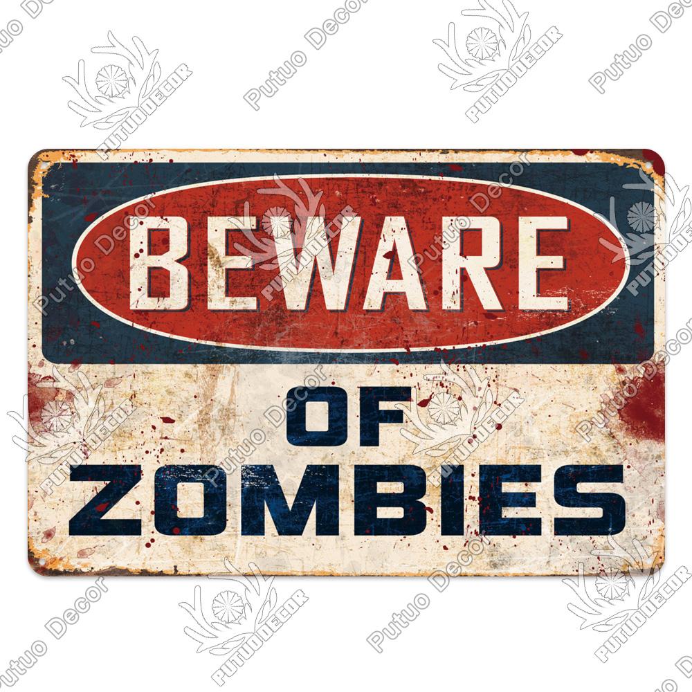 Decor Zombie Vintage Tin Sign Plaque Metal Plate Retro Posters Wall Decor for Bar Pub Club Man Cave Art Painting