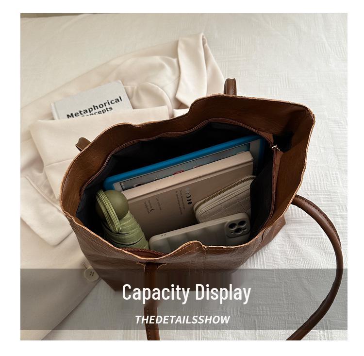 Korean Casual Large Capacity Women's Tote Bag - 2024 Trendy Simple Handbag for Versatile Commutes