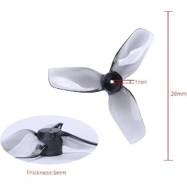 32pcs 31mm 3-Blade Props with 1.0 mm Shaft Micro Whoop Drone Propellers for Tiny Whoop FPV Racing Whoop Like iFlight A65 Quadcopter(Grey and
