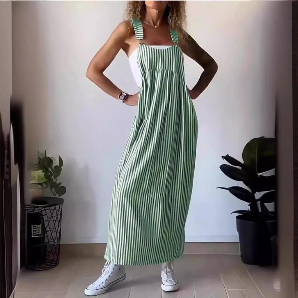 Summer Women's Fashion Striped Suspender Dress, European & American Style Crossborder Casual Dress for Independent Stations