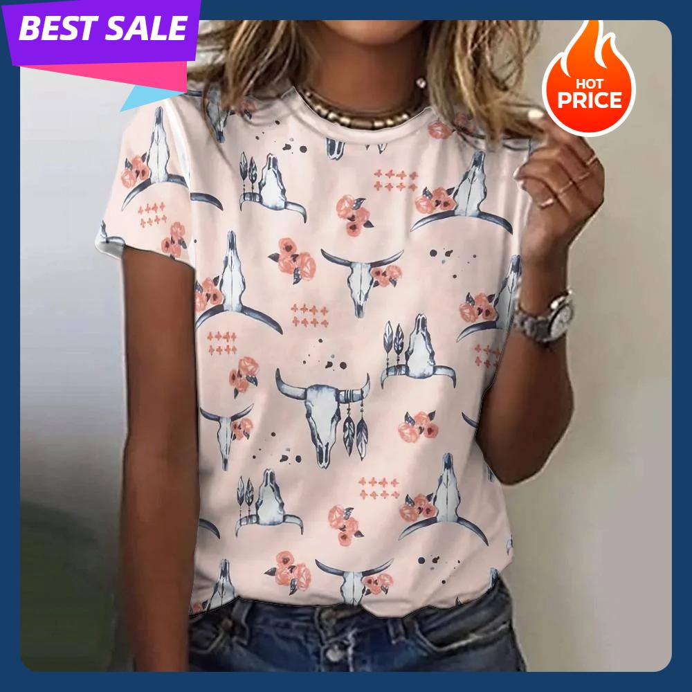 Animal Graphic T Shirts Woman Clothing Summer O-Neck Woman Clothes Korean Y2K Many Clothes Cute Female Clothing Fashion Tops