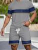 Casual Stripe Printed T-Shirt Shorts Loose Men's Short Sleeve Tee Elastic Waist Shorts Set Sports Clothes
