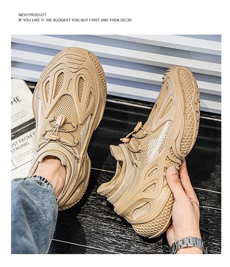 Shoes men can wear in all seasons, fly-woven thin, comfortable and breathable, versatile color matching, thick-soled no-lace-up sports men's shoes