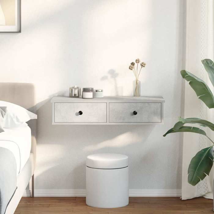 VidaXL Wall Shelf with Drawers Concrete Grey Engineered Wood 859953