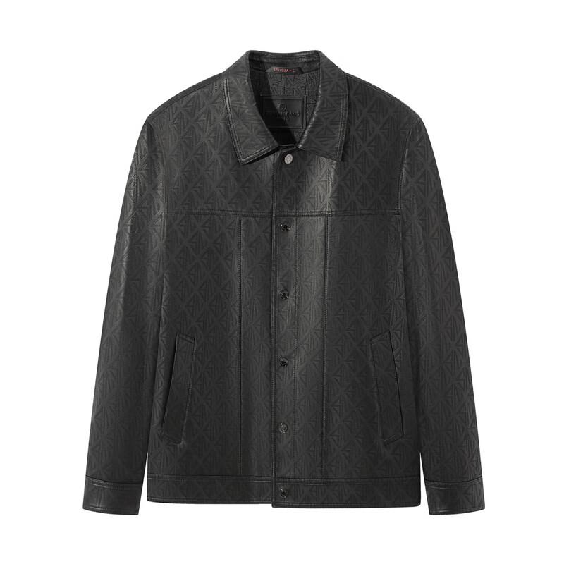 Septwolves Men's Sheepskin Embossed Leather Jacket