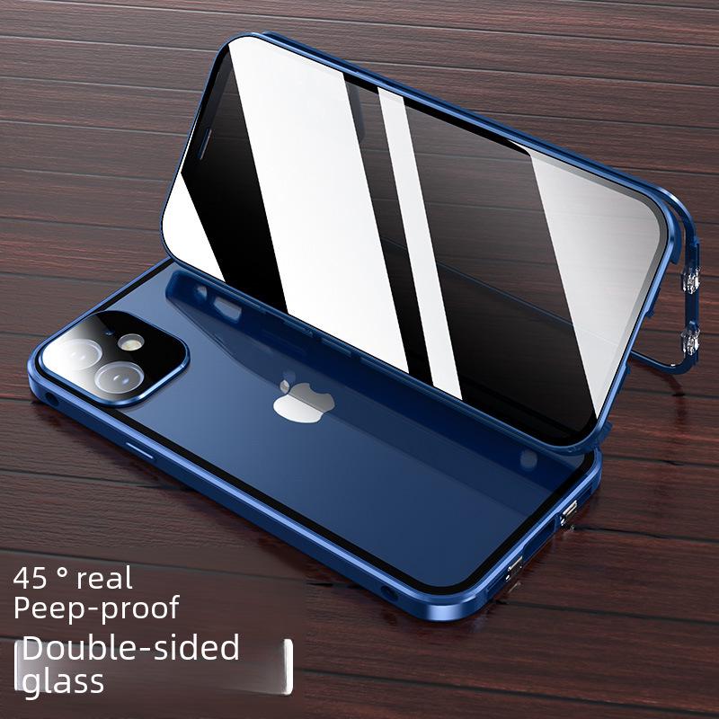 Anti-Peep Magnetische Spiegelhülle für iPhone 13/14/15/16 Pro Max mit beidseitigem Glasschutz