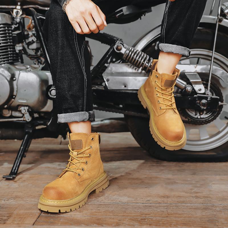 2025 winter new men's Martin boots, high-top locomotive boots couple Martin boots, fashionable first-layer leather tooling shoes