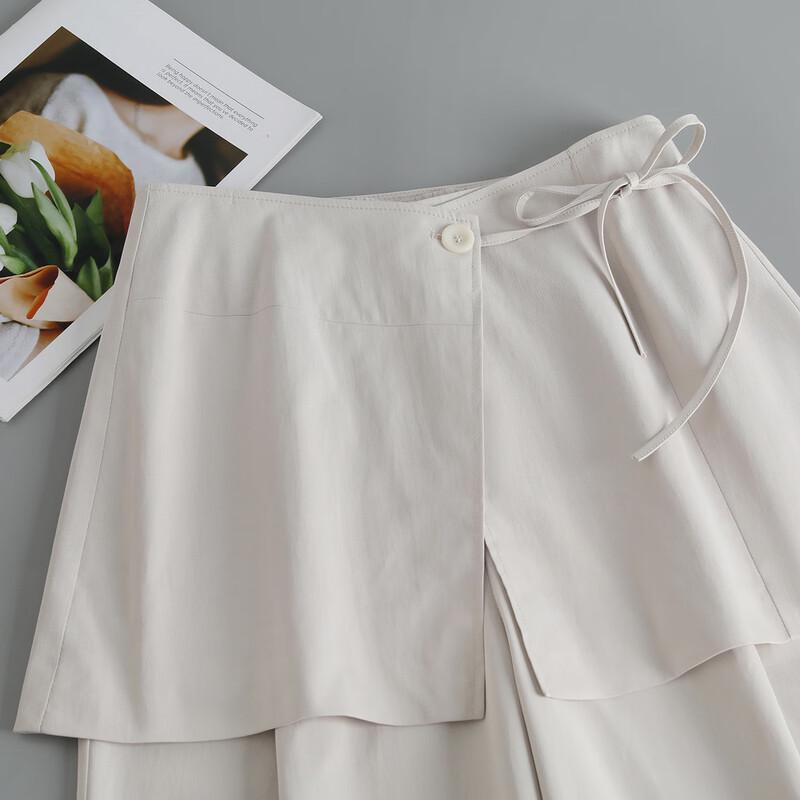 Elegant Detachable Panel High-Waist Wide-Leg Straight Pants