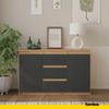 Wotan Oak/Anthracite Chest of Drawers 120 Wide, 2 Doors, 2 Shelves, 3 Drawers