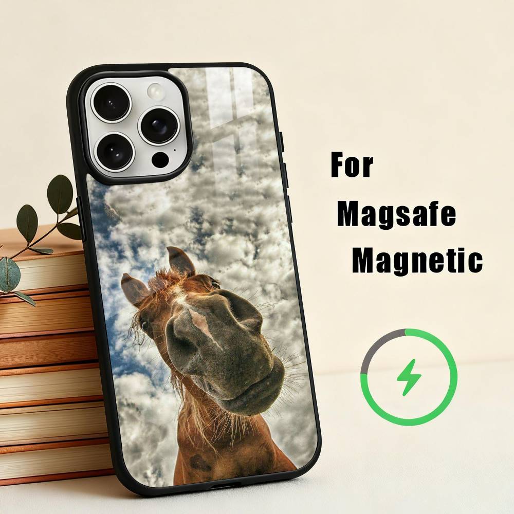 Funny Art Horse Animal   Phone Case For iPhone17,16,15,14,13,12,11 Plus,Pro Max Magnetic For Magsafe Wireless Charging