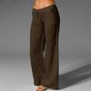 Linen Wide Leg Pants Elastic Drawstring Waist Casual Flare Trousers With Side Pockets Lightweight Loose Fit Beach Vacation Daily Palazzo Pants