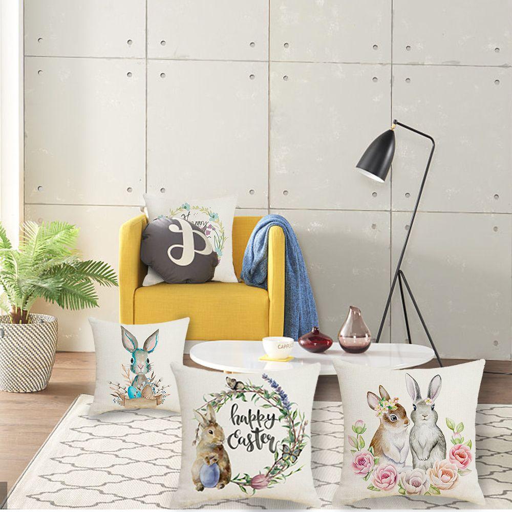 Party Bunny Eggs Sofa Easter Pillowcase Pillow Case Easter Decorations Cushion Cover