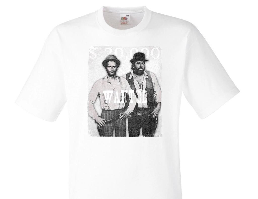 Bud Spencer and Terence Hill Wanted Fun White T-Shirt -110-W-