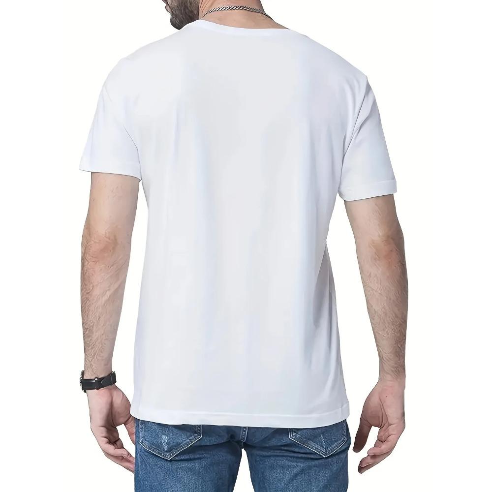 Men's Summer Eiffel Tower Printed 100% Cotton Large Loose Round Neck Short Sleeve T-shirt Top  fashion casual