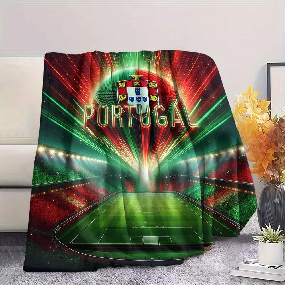 1PC Portugal National Football Team Patterned Flannel Blanket Suitable For All Seasons for Home Decor Warmth and Comfort Gifts Holiday Present