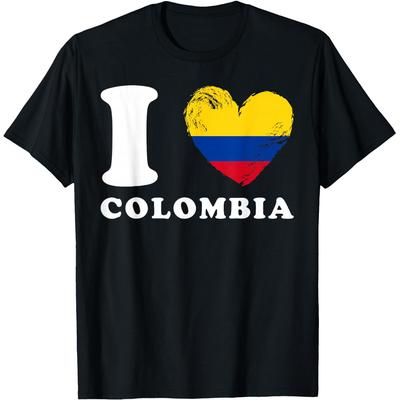 I Love Colombia Heart Flag Colombian T Shirts Men Women Cotton Humor Streetwear Tee Shirt Short Sleeve Unisex Loose Clothing
