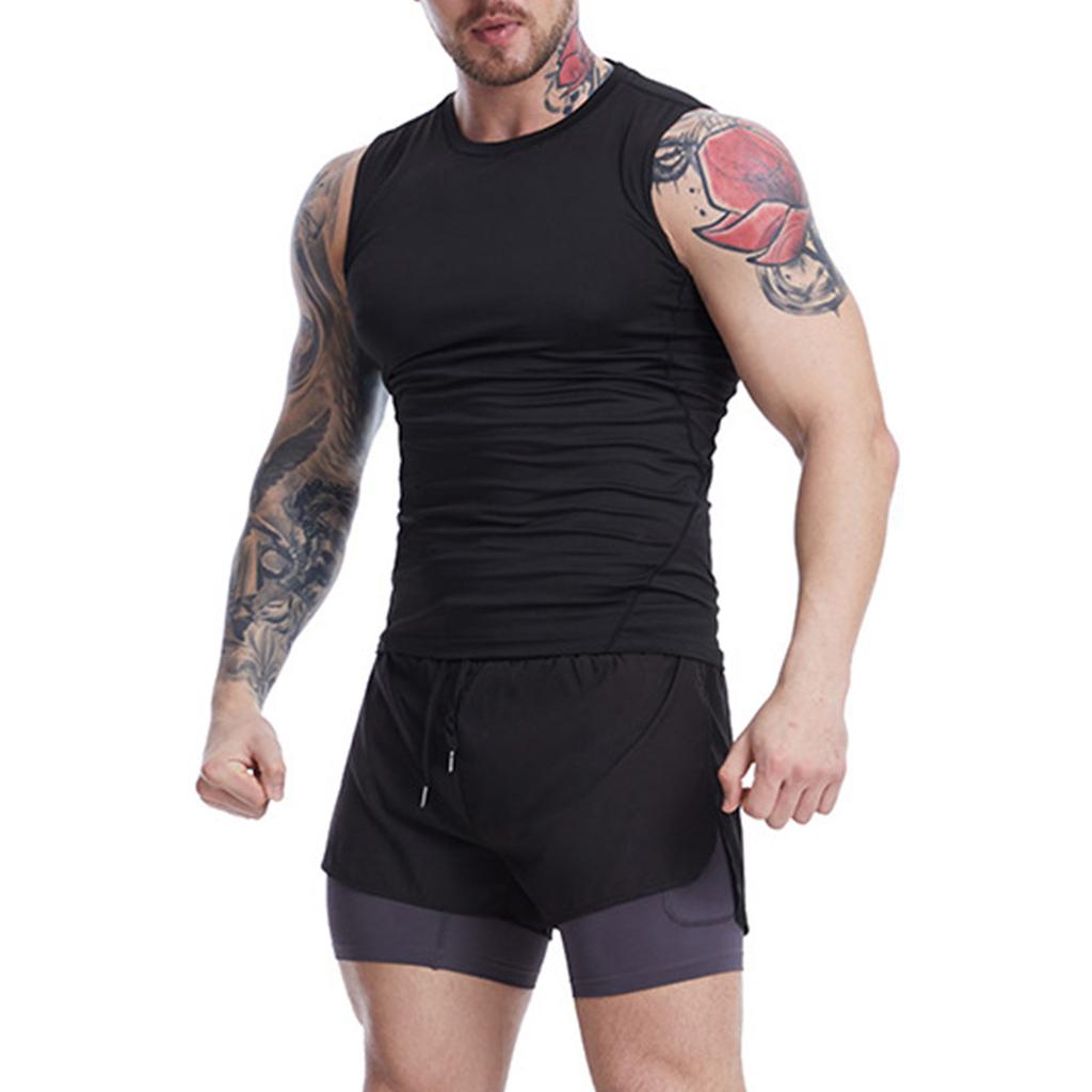 Sports Vest Men'S Tight-Fitting Sleeveless Fitness Suit Basketball Running Yoga Quick-Drying Vest