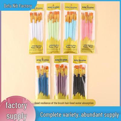 10-Piece Nylon Bristle Brush Set for Oil, Acrylic, and Watercolor Painting