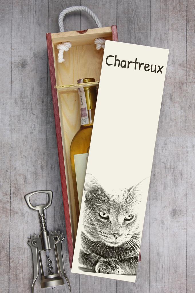 Chartreux - Wine Box with a Cat, Alcohol Box with Graphics, Personalized Gift Box from the Art-Dog Brand
