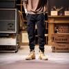 Men's Retro Skinny Cotton Overalls - Spring/Autumn, Wear-Resistant, Multi-Pocket Casual Pants