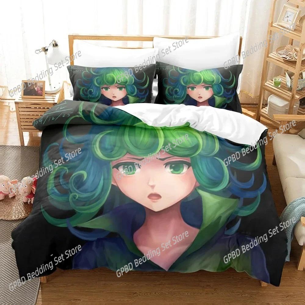 Anime One-Punch Man Saitama Beding Set 3D Printed Suitable for Bedrom Soft Duvet Cover Set With Pilowcases Children Kids Home Textile