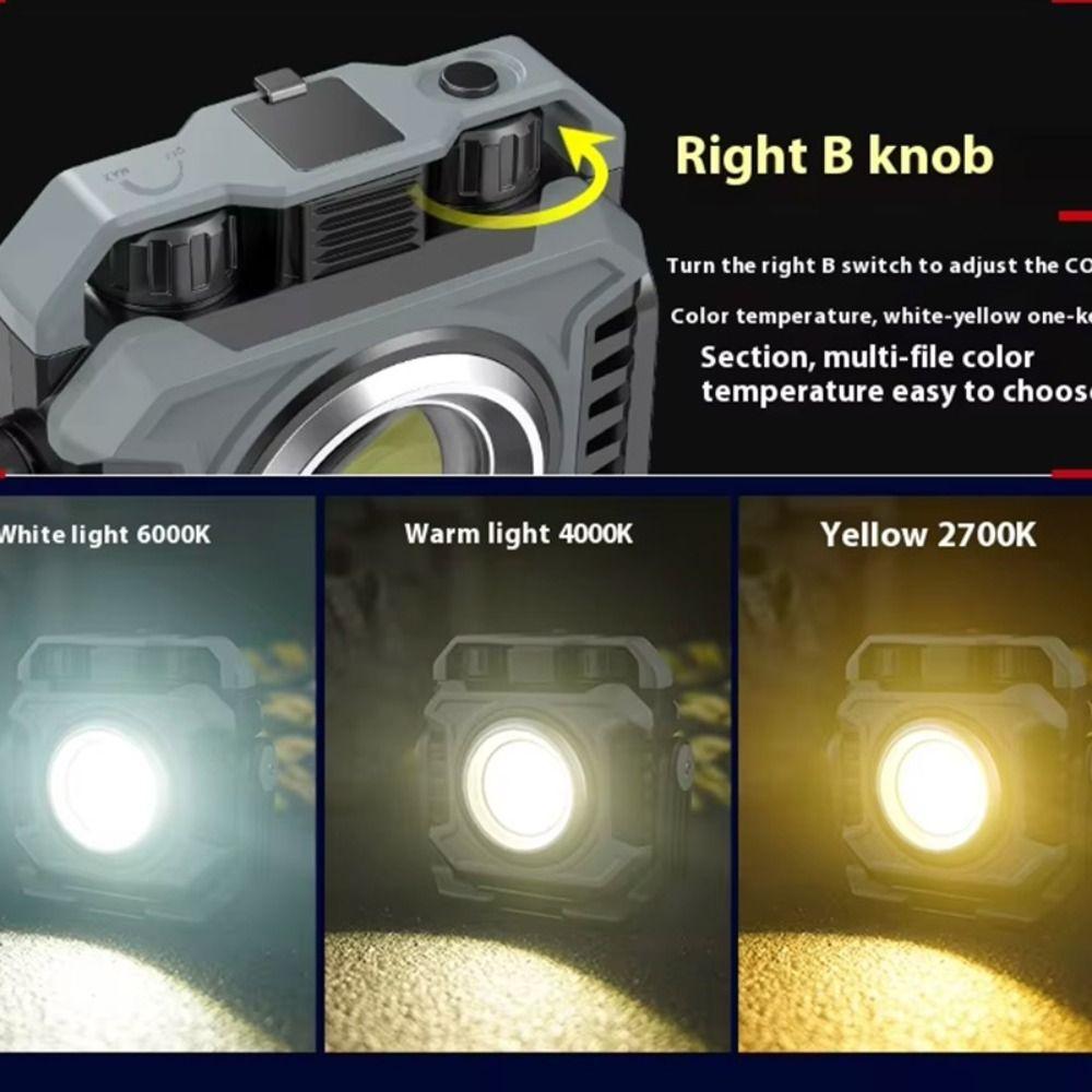 5000mAh Battery Mini Magnetic Working Light Waterproof Stepless Dimming COB Flashlight Rechargeable Strong LED