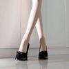 Height-increasing super soft retro Mary Jane shoes high heels round head light mouth bow French single shoes