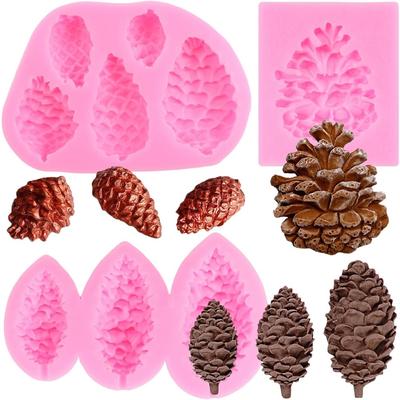 3pcs Pine Cone Silicone Molds Pinecone Cake Fondant Mold For Cake Decorating Cupcake Chocolate Gum Paste Candy Polymer Clay Set Of 3