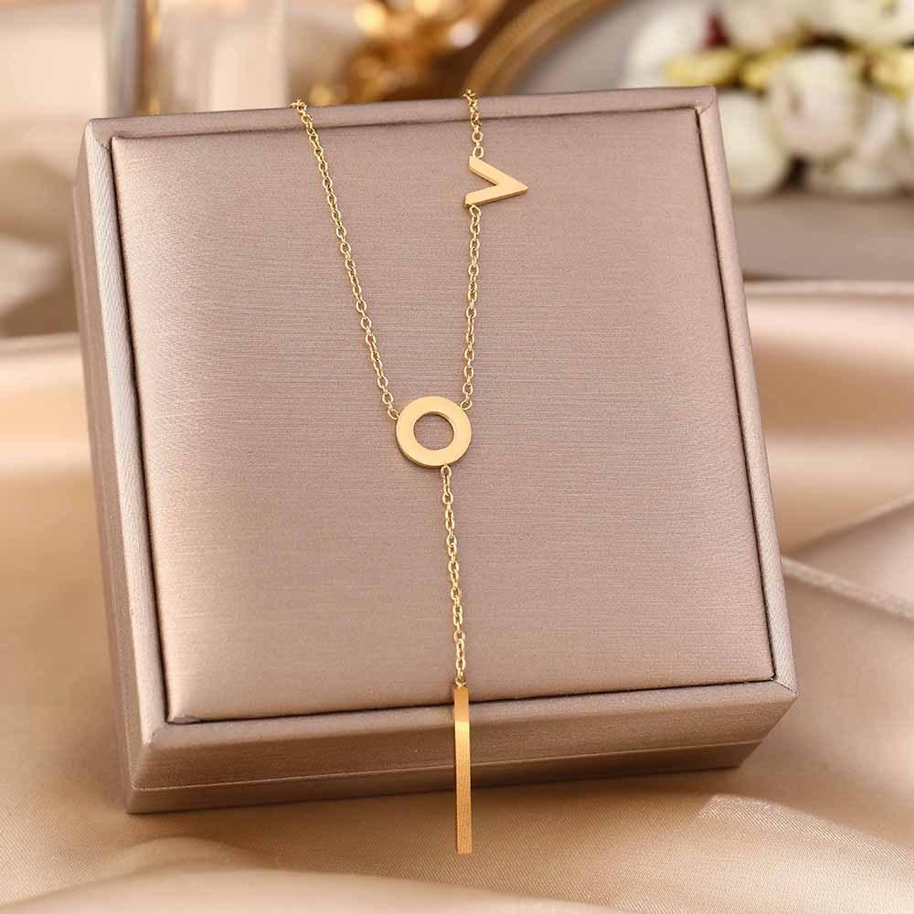 Titanium Steel Necklace For Women Elegant Simple Fashion Zircon Collarbone Chain Light Luxury Niche Jewelry