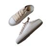 Sheepskin version Spanish niche silk satin leather shoes versatile little white shoes women's flat casual sports shoes