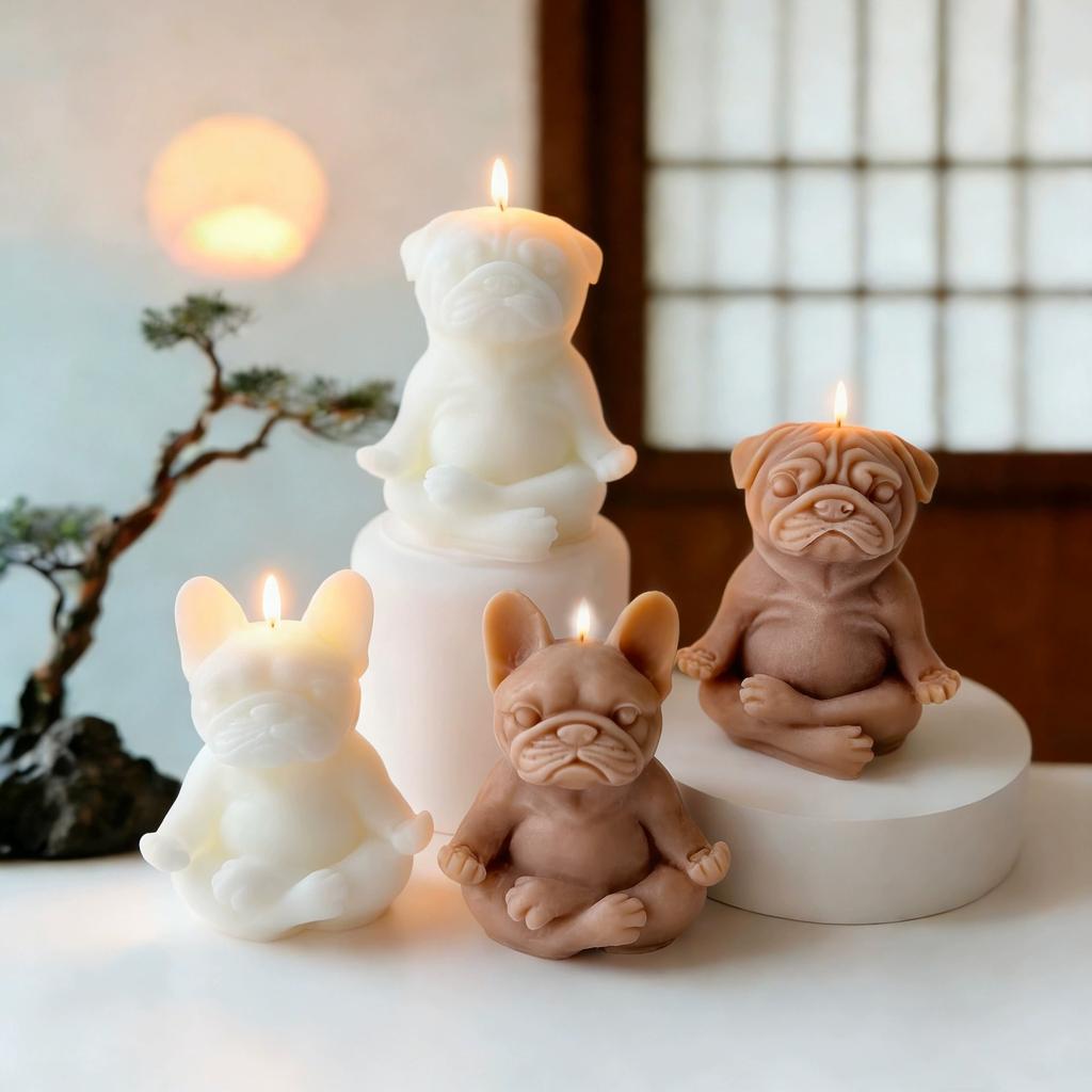 1Pc Handmade Soy Wax Meditating Puppy Candle - Aromatherapy Home Decor Photo Prop Wedding Party Favor Gift