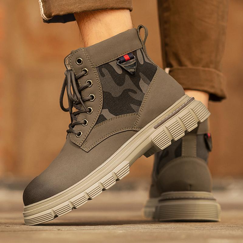 Retro pánské kotníkové boty Vodotěsné ležérní kožené boty Boty s vysokým svrškem pro muže Protiskluzové pracovní boty