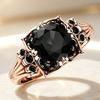 European and American New Fashionable Retro Simple Black Zircon Inlaid Women's Ring