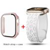 Glass+Case+Strap for Apple Watch Band 45mm 44mm 41mm 40mm Engraved Leopard belt for Apple IWatch Series 10 8 7 6 SE 5 46mm 42mm