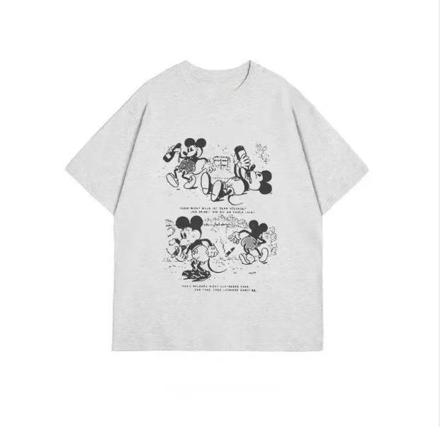 

2025 Новая летняя повседневная футболка с коротким рукавом с принтом, хлопковая, обычного кроя, с круглым вырезом, дышащая, свободная, унисекс, мужская, женская одежда 2XL