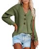 Autumn Winter Women's Button Front Knitted Pullover V Neck Sweater Long Sleeved Knitwear Luxurious Relaxed-fit Slimming and Versatile Top