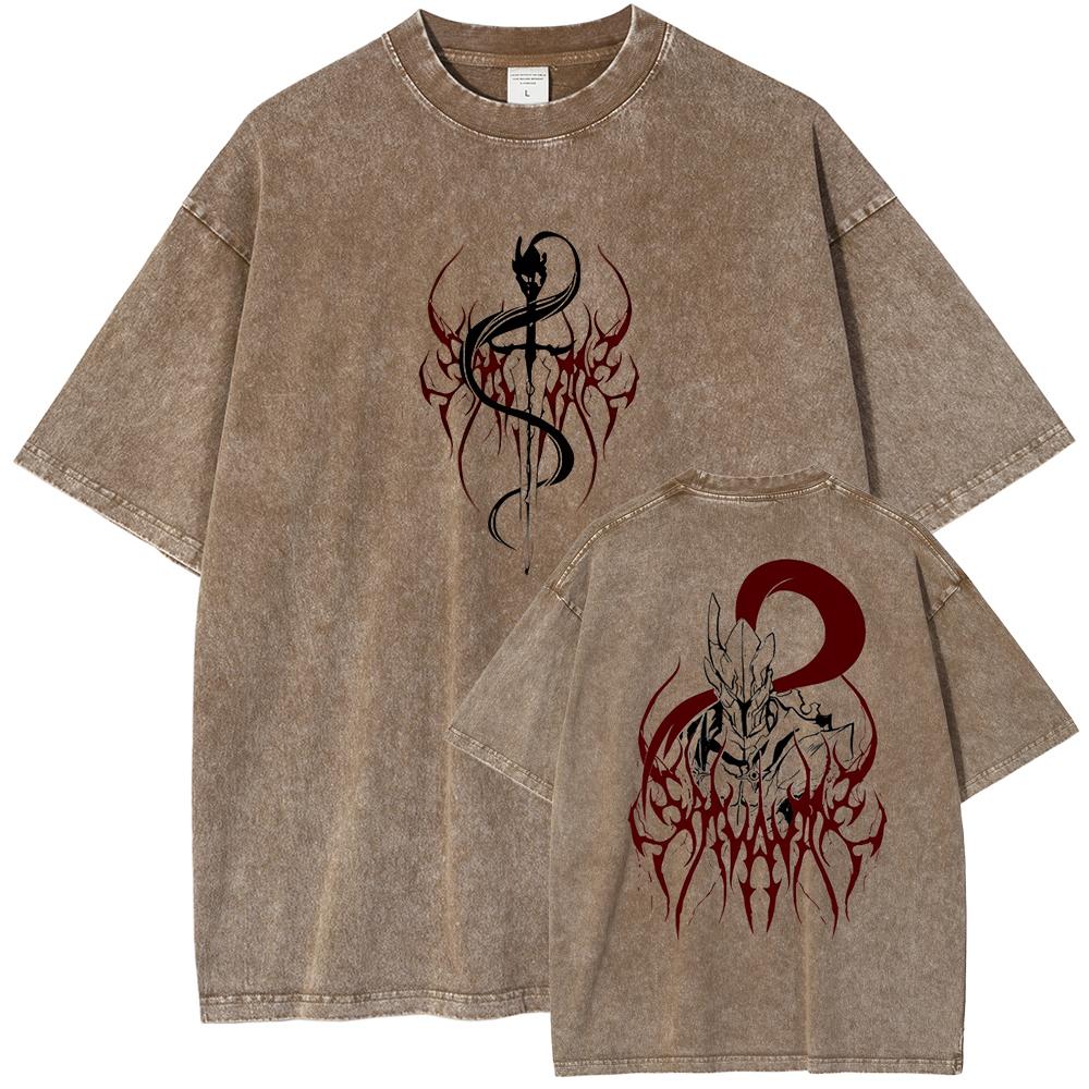 

Поднятие уровня Игрис Футболка Манга Графическая Футболка Винтажная Выстиранная Футболка Короткий Рукав Оверсайз Хлопковая Футболка Мужская Женская Одежда S