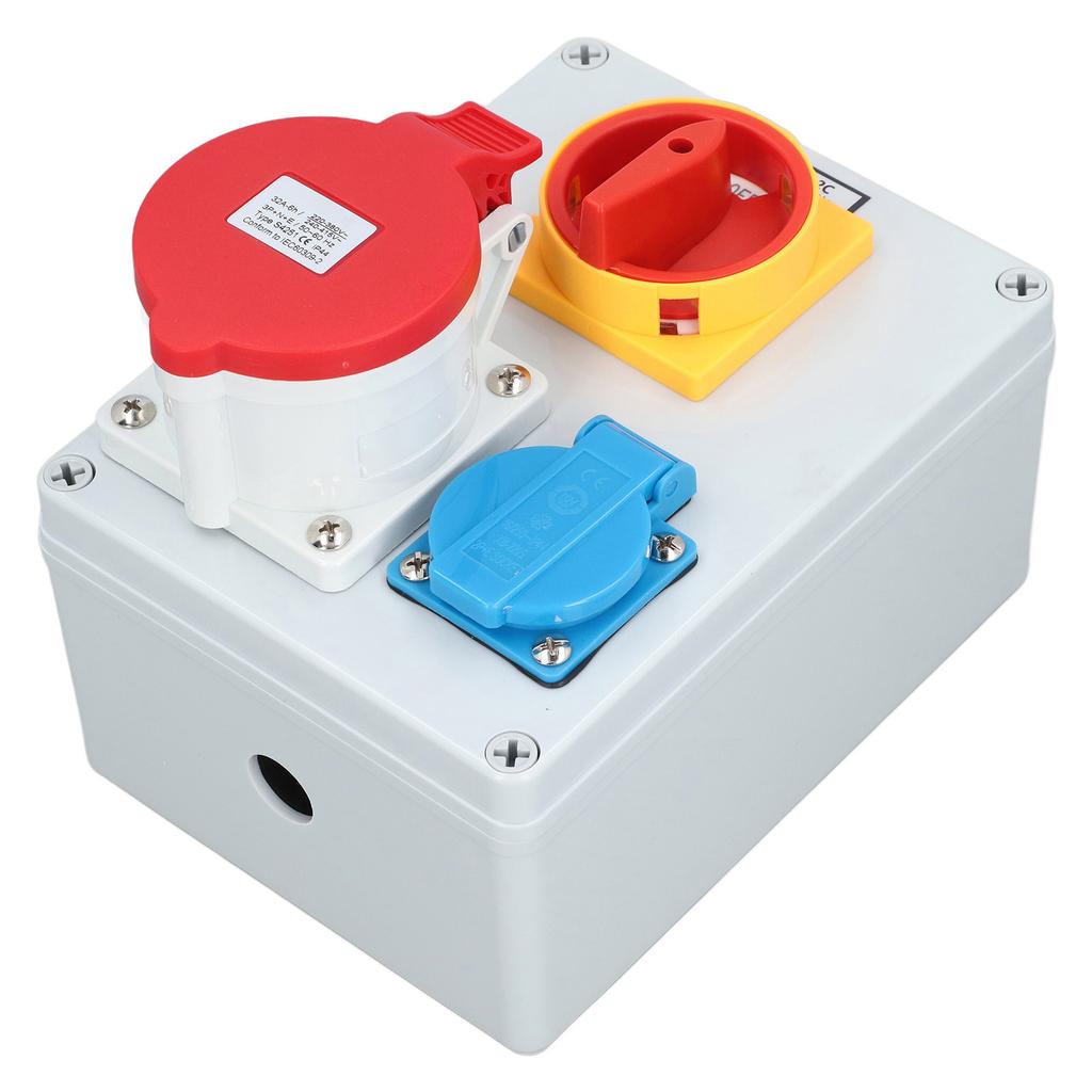 250V 16A EU Steckdose 32A 5-polige Industriesteckdose mit 2 Drehschaltern IP44 Wasserdichte Außen-Stromanschlussdose