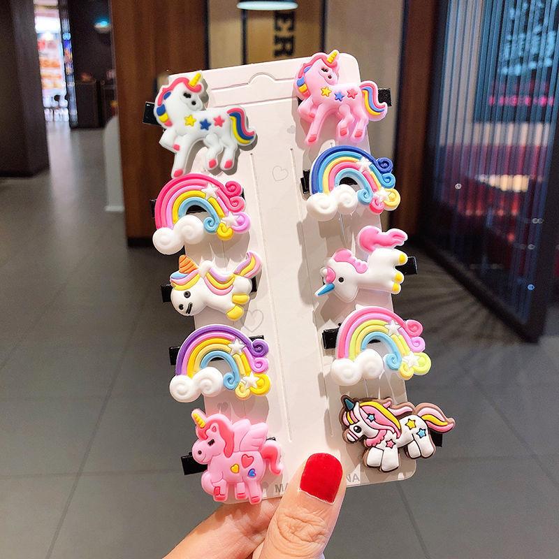 

Set of 8 Unicorn and Rainbow Hair Clips for Kids Girls Hair Accessories Durable Plastic Material Non-Slip Design Suitable for Everyday Use One Size