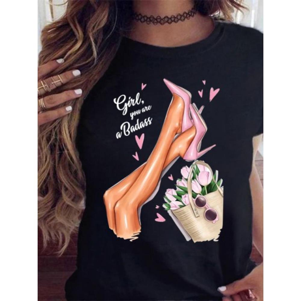 Maycaur Hot Sales Printed Female Tshirt Women Fashion Graphic Printed T-Shirt Harajuku Korean Style Short Sleeves Clothes Female
